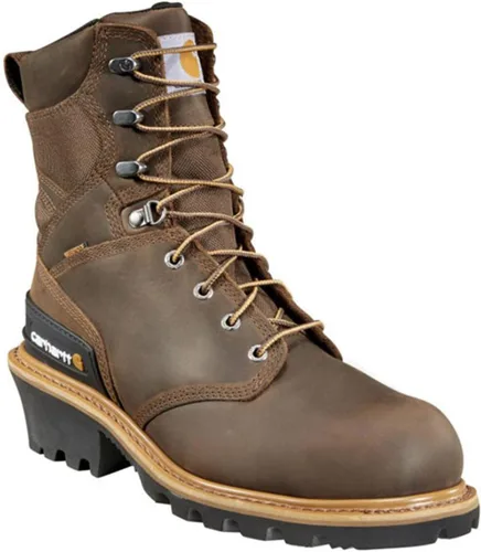 Vista 7 de Carhartt Botas de cuero para hombre de 8 pulgadas con punta compuesta impermeable Cml8360 fuego y seguridad Café (Crazy Horse Brown)