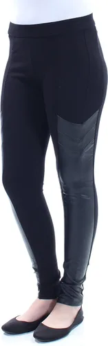 Vista 2 de Womens Faux-Leather Paneled Casual Leggings