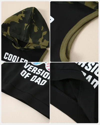 Vista 6 de SANMIO Conjunto de ropa de verano con capucha y pantalones cortos sin mangas con bolsillos, conjunto de ropa de 2 piezas para niño pequeño