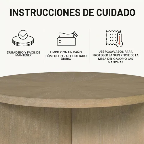 Vista 8 de Martha Stewart Sadie - Mesa de centro redonda – Parte superior de chapa Starburst, acabado de madera gris recuperada, acento moderno para sala