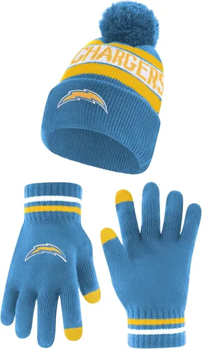 Vista 42 de Ultra Game Adults NFL Official Super Soft Winter Beanie Knit Hat With Warm Touch Screen Gloves