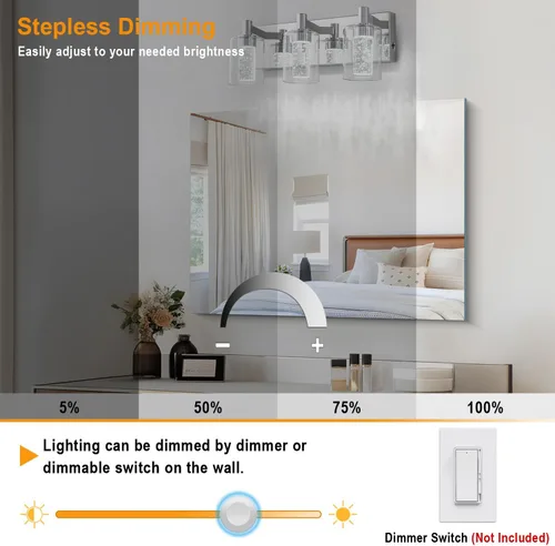 Vista 4 de SineRise - Luz de tocador con 3 modos de color (3000K/4000K/6000K), lámpara de baño LED con protección ocular, lámpara de pared moderna regulable