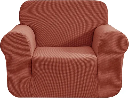 Vista 91 de CHUN YI - Funda elástica de 1 pieza para sillón grande, funda protectora suave de Jacquard con elastano, detalle de cuadros y parte inferior