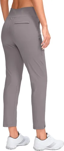 Vista 3 de YYV Pantalones de golf para mujer, elásticos, pantalones de tobillo de cintura alta, pantalones de vestir con bolsillos para yoga, negocios, viajes