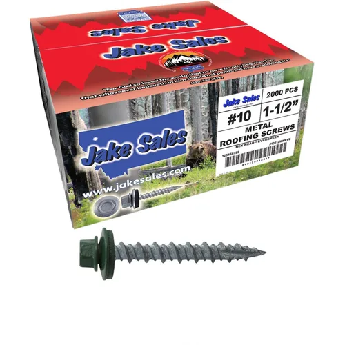 Vista 23 de 10 tornillos para techos de metal gris ABC de 1-1/2 pulgadas, cabezal de arandela hexagonal, arranque automático/roscado, arandela EPDM. 1 bolsa