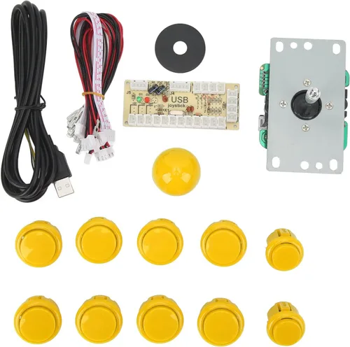 Vista 3 de Yoidesu Buttons and Joysticks DIY Kit, 2 Player Gamepad DIY Replacement Parts, USB Controller Computer Game Stick Joysticks with Control Chip