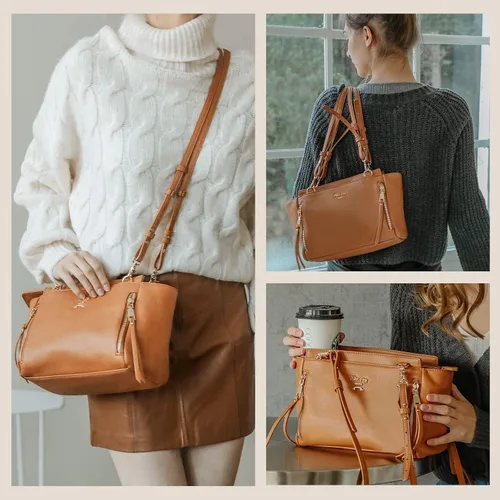 Vista 2 de miss fong Mochila para pañales, bolsa de bebé, bolsa de pañales de cuero, bolsa de pañales con bolsas cruzadas para pañales, Miss Fong Paquete