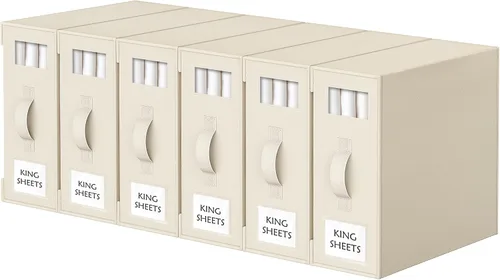 Vista 13 de Criusia Organizadores y Almacenamiento de Sábanas, Paquete de 4 Organizadores Plegables para Armario de Ropa Blanca – Soporte de Ropa de Cama