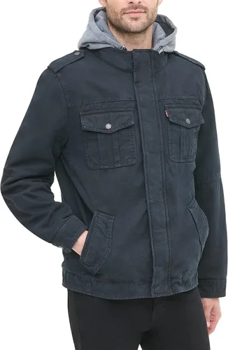Vista 5 de Levis Chaqueta estilo militar con capucha de algodón lavado para hombre