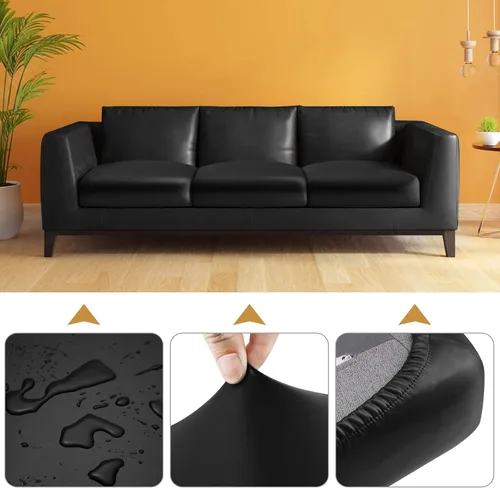 Vista 5 de Funda de cojín de cuero sintético para sofá Fuloon, fundas elásticas impermeables para sofá, funda para asiento de silla de caravana, reemplazo