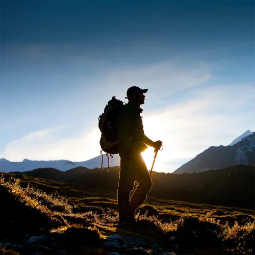 Vista 5 de Bastón de trekking ajustable resistente a los golpes con puntas intercambiables. Se expande de 23 a 53 pulgadas de largo