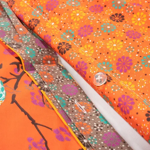 Vista 5 de Lush Decor Royal Empire - Juego de funda de edredón reversible de algodón, juego de 3 piezas Full/Queen, mandarina - Juego de ropa de cama a rayas
