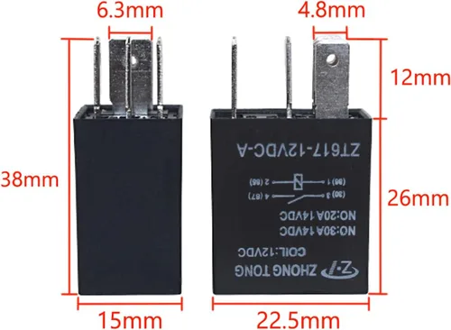 Vista 2 de Enchufe para relé de auto, de E Support™, de 12 V, 30 A, 40 A, 60A, 80A SPST y SPDT