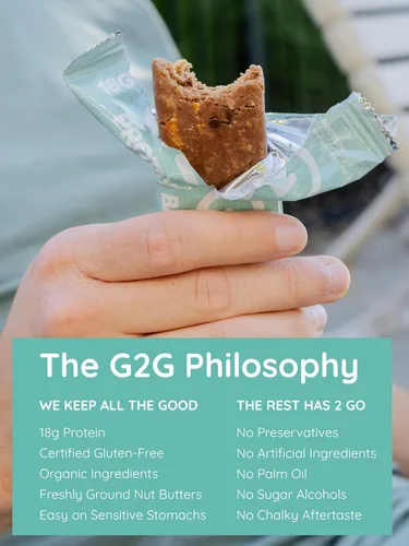 Vista 6 de G2G Barra de proteínas, chispas de chocolate con mantequilla de maní, comida real, refrigerada para frescura, aperitivo saludable, delicioso