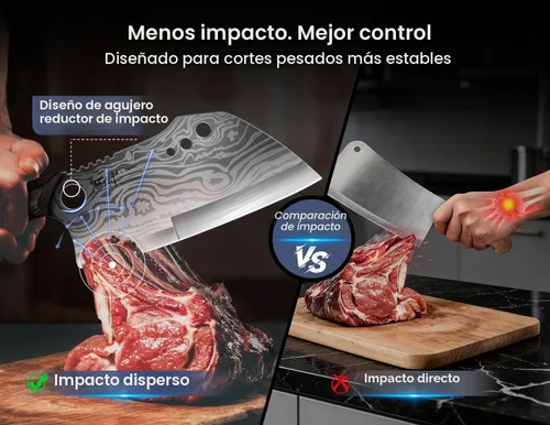Vista 5 de SYOKAMI Cuchillo de chef con funda, cuchillo de carnicero de 7.7 pulgadas con pelador de hierbas, cuchillo de cortar huesos resistente, mango