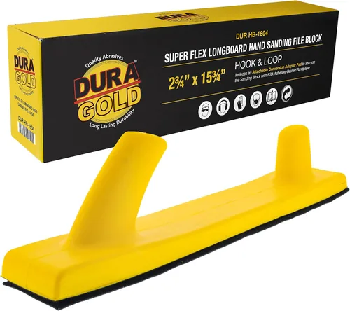 Vista 9 de Dura-Gold Pro Series Firm & Flex Longboard - Bloque de Lima de Lijado Manual, Respaldo de Velcro y Almohadilla Adaptadora PSA - Usar con Rollos