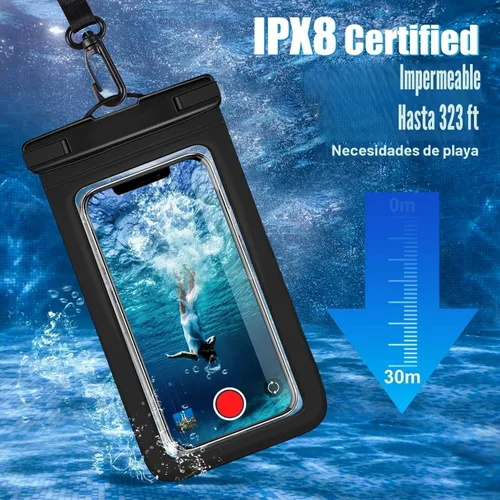 Vista 4 de Funda impermeable compatible con iPhone 14 Pro Max/13/12/11/XR/X/SE/8/7, Galaxy S22/S21 Google hasta 7.5 pulgadas IPX8 Dry Bag Vacation Essentials