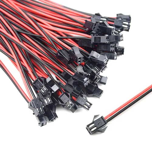 Vista 2 de 100 unidades, 50 pares JST SM 2PIN 24AWG hembra y macho enchufe de conexión con conector de terminal rojo y negro, cable de cable para tira de luz