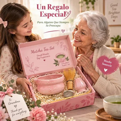 Vista 3 de Juego de 5 piezas de matcha premium con cuenco y batidor de té de bambú de cerámica, incluye soporte de bambú Chasen Chashaku, cuchara, tamiz