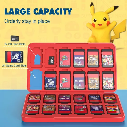 Vista 2 de MoKo Funda de 24 tarjetas de juego compatible con Nintendo Switch OLED 2021SwitchSwitch Lite, funda de soporte para Switch Game Card y SD, caja