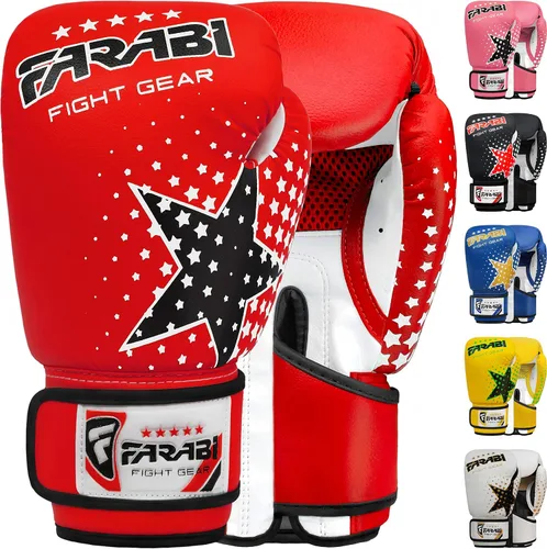 Vista 8 de Farabi - Guantes de boxeo para niños, para Muay Thai, Kick Boxing, entrenamiento, MMA, saco de boxeo