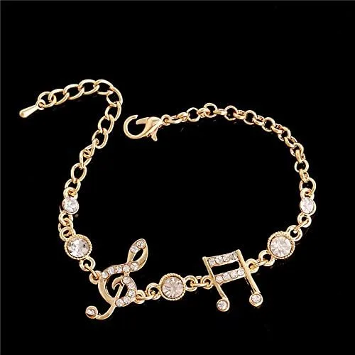 Vista 3 de Regalos de joyería de lujo pulsera de notas musicales de color dorado pulsera con dije de circonita de cristal para mujer