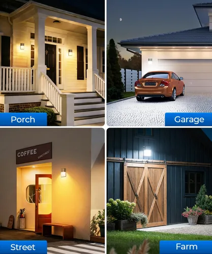 Vista 8 de CINOTON Paquete de luz LED de pared 3CCT de 30 W con sensor de atardecer a amanecer, 3000 K/4000 K/5000 K seleccionable, 3600 LM, luces de pared al