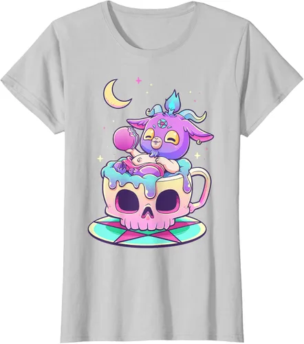 Vista 19 de Kawaii Pastel Goth Cute espeluznante Pentáculo Baphomet - Camiseta de cabra, Negro