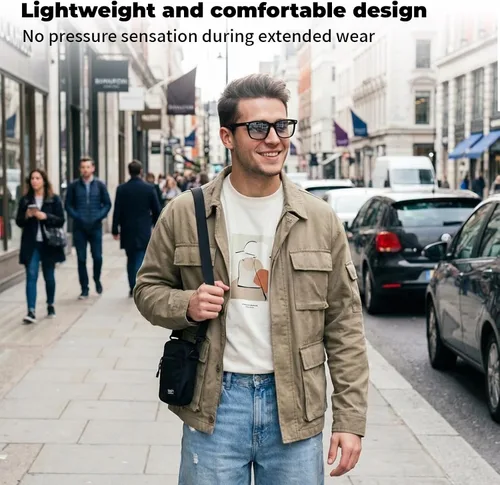 Vista 7 de Lentes inteligentes con altavoces Bluetooth, gafas de audio de oído abierto con clip magnético polarizado, bloqueo de luz azul, IPX56 impermeable