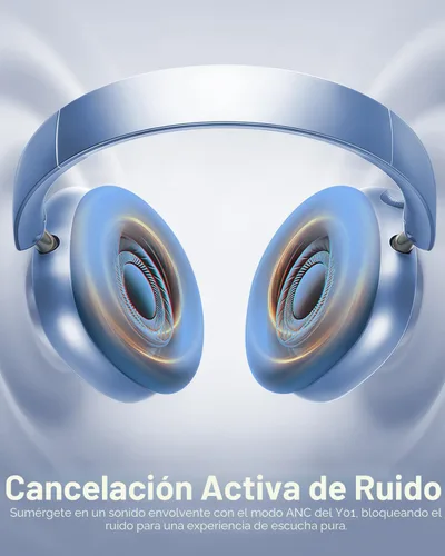 Vista 3 de Wentronic Y01 - Audífonos inalámbricos con cancelación de ruido Bluetooth 5.3 con micrófono, audio de alta resolución, tiempo de reproducción de 48