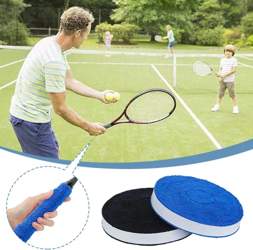 Vista 6 de ITODA Toalla de raqueta de tenis de bádminton, pegamento de mano de algodón antideslizante para sudar, raqueta de bádminton, cinta para el sudor