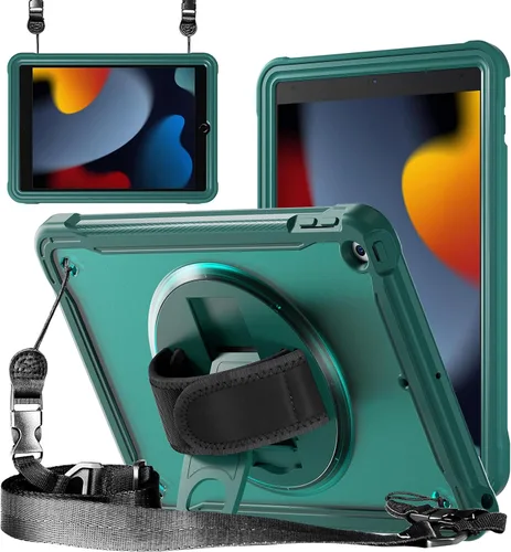 Vista 12 de ZenRich - Funda a prueba de golpes para iPad de 9ª/8ª/7ª generación de 10,2 pulgadas, color negro