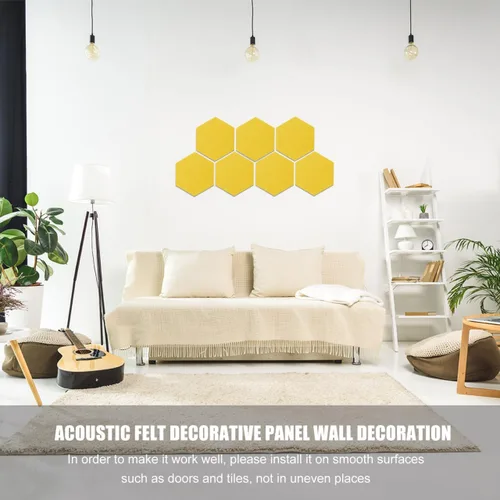 Vista 4 de Tablero de pared hexagonal de fieltro, paquete de 12 tableros de notas de fieltro autoadhesivos para oficina, hogar, aula, decoración de azulejos