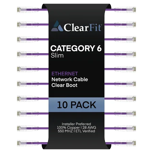 Vista 37 de UNC Group - Paquete de 10 cables de conexión Ethernet Cat6 28AWG de 1 pie, red, arranque transparente, Internet Cat 6, clasificación para centro