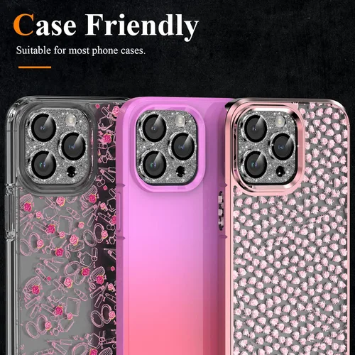 Vista 5 de YWXTW Protector de lente de cámara para iPhone 13 Pro/iPhone 13 Pro Max, [Diseño Brillante de 4.ª Generación Nuevo] Protector de pantalla de lente