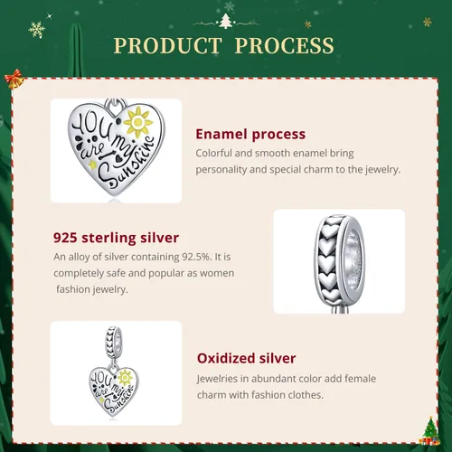 Vista 4 de VOROCO Dije de plata de ley 925 con forma de corazón para pulsera, Navidad, día de la madre, cumpleaños, joyería perfecta para mamá, abuela, hija
