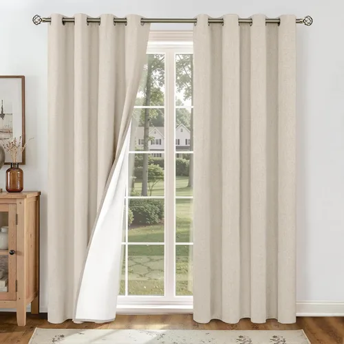 Vista 55 de YoungsTex - Cortinas 100% opacas para dormitorio, con aislamiento térmico y ojales, cortinas oscuras negras con capa pesada para ventana de sala