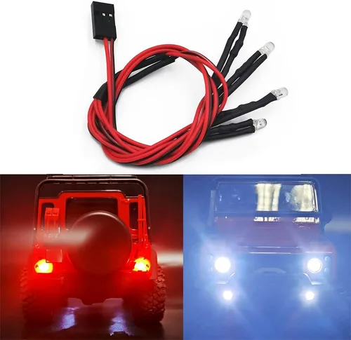 Vista 2 de RCHUBAM Luces LED delanteras y traseras para faros delanteros y traseros para 1/18 TRX4-M Defender RC Crawler