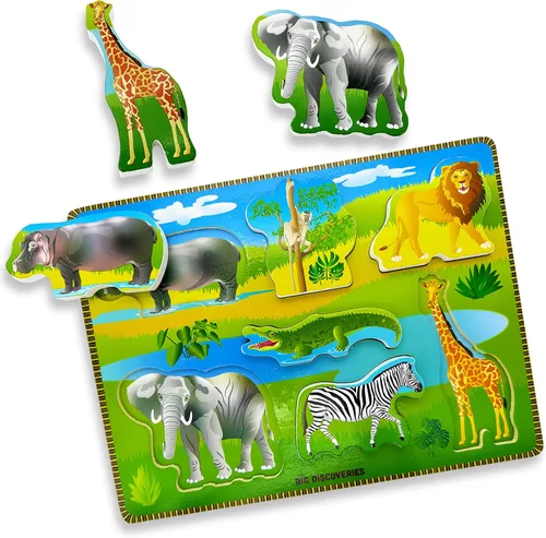 Vista 8 de Big Discoveries Rompecabezas de madera – Rompecabezas de madera de animales para niños pequeños de 2 años en adelante Rompecabezas de aprendizaje