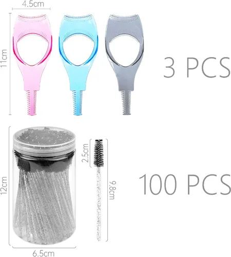Vista 6 de Juego de 100 cepillos desechables para pestañas y protector de máscara de pestañas, varitas de maquillaje, brochas de maquillaje, carretes