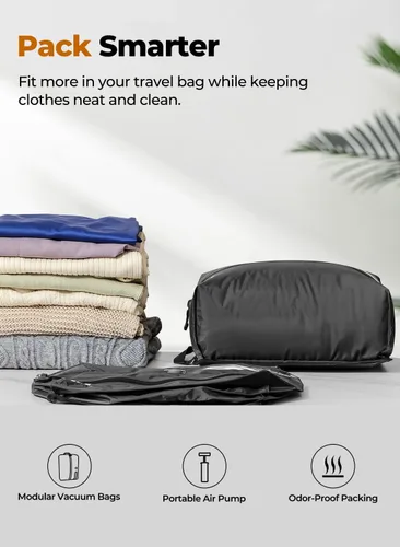 Vista 2 de Bolsas de vacío para viajes con bomba, bolsa reutilizable para ahorrar espacio, cubos de embalaje al vacío impermeables IP67 para maletas de viaje