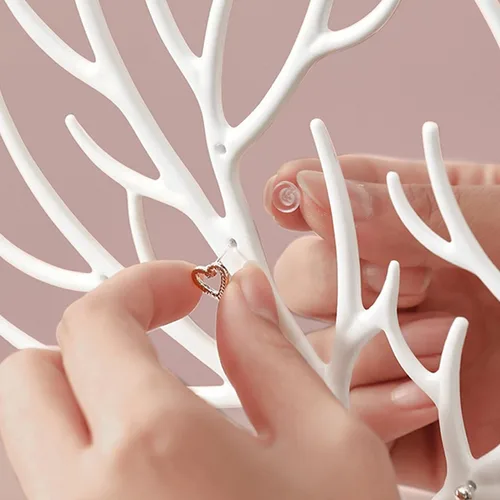 Vista 7 de MORE&LESS Antlers - Soporte de exhibición de joyería con mango de aleación de aluminio, organizador colgante de torre de árbol para anillos, aretes