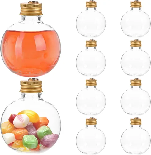 Vista 9 de HOMSFOU 10 bolas de adorno de Navidad transparentes rellenables para cócteles, adorno colgante de chupito de plástico para bebidas de caramelo