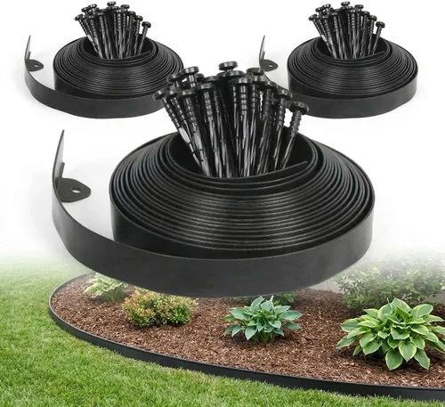 Vista 9 de Gardzen Kit de Bordes para Paisajismo de 1.5" x 20', Borde de Jardín y Césped Sin Excavación con 24 Piezas de Estacas, Borde Flexible para Cama