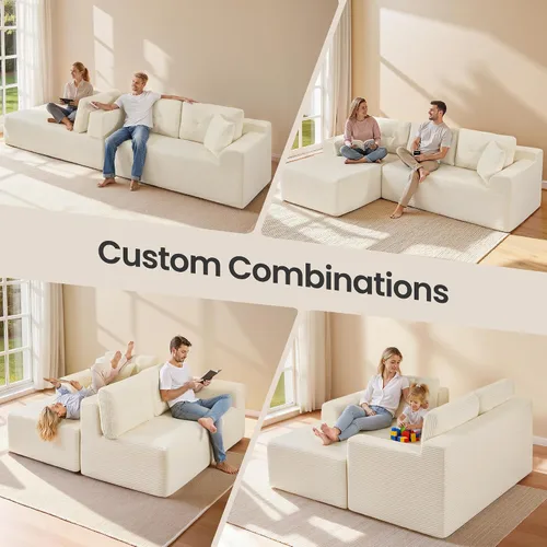 Vista 9 de VASAGLE Sofá modular seccional sin armazón de 108.3 pulgadas con chaise, sofá nube moderno con asiento profundo, sofá de pana en forma de L