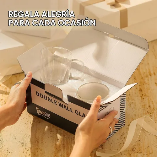 Vista 5 de Sweese Juego de 2 tazas de espresso de vidrio de doble pared de 5 oz, tazas de shot de espresso perfectas para capuchino, latte, té