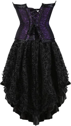 Vista 3 de Kranchungel Vestido con corsé estilo renacentistasteampunkgóticoburlesque para mujer