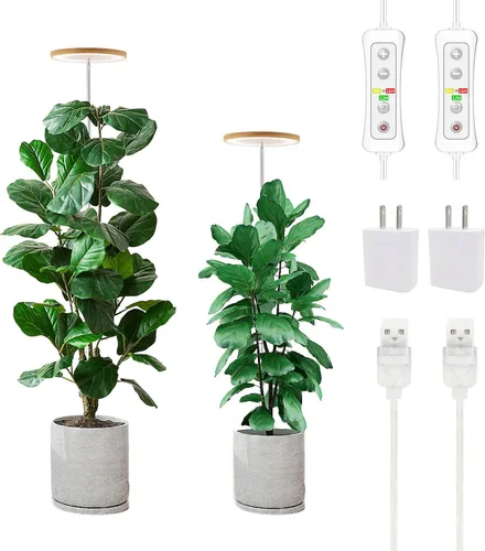 Vista 18 de yadoker - Luz de cultivo de plantas, luz LED de espectro completo para plantas de interior, lupa negra, altura ajustable, temporizador automático