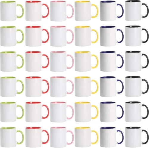 Vista 8 de Taza de sublimación cambiable de 11 onzas, 3 colores surtidos, negro, azul y rojo, empaquetada en caja blanca, caja de 12