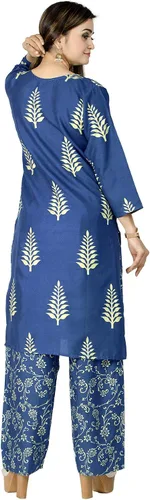 Vista 3 de Chandrakala Kurti Palazzo pantalón con traje Dupatta para mujer (K176-P)